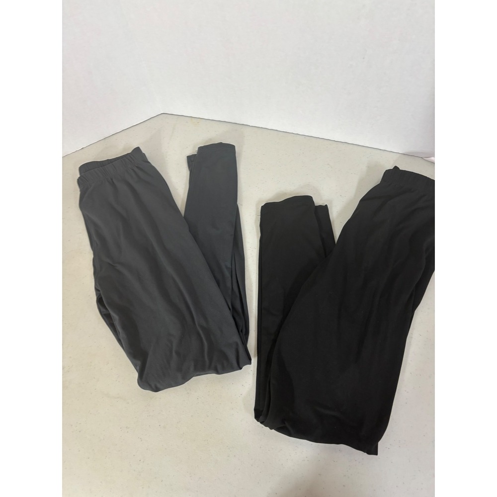 Two pack One Size Leggings Charcoal & Black Stretch Comfortable Basic Everyday‎